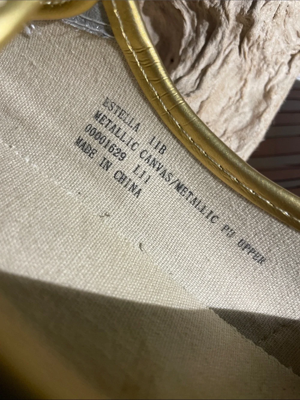 Lauren Ralph Lauren Beige Canvas Sneakers with Gold Metallic Accents